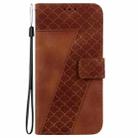 For Motorola Moto G04s / Moto E14 Seven-shaped Embossed Leather Phone Case(Brown) - 2