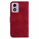 For Motorola Moto G04s / Moto E14 Seven-shaped Embossed Leather Phone Case(Red) - 3