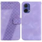 For Motorola Moto G85 Seven-shaped Embossed Leather Phone Case(Purple) - 1