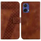 For Motorola Moto G85 Seven-shaped Embossed Leather Phone Case(Brown) - 1