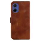 For Motorola Moto G85 Seven-shaped Embossed Leather Phone Case(Brown) - 3