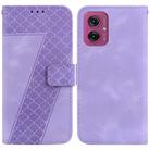 For Motorola Moto G55 Seven-shaped Embossed Leather Phone Case(Purple) - 1