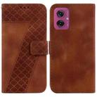 For Motorola Moto G55 Seven-shaped Embossed Leather Phone Case(Brown) - 1