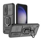 For Samsung Galaxy S23 5G Sliding Camshield TPU + PC Shockproof Phone Case with Holder(Black) - 1