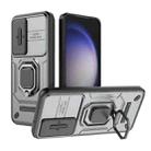 For Samsung Galaxy S23 5G Sliding Camshield TPU + PC Shockproof Phone Case with Holder(Grey) - 1