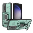 For Samsung Galaxy S23 5G Sliding Camshield TPU + PC Shockproof Phone Case with Holder(Green) - 1
