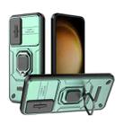 For Samsung Galaxy S23+ 5G Sliding Camshield TPU + PC Shockproof Phone Case with Holder(Green) - 1