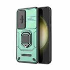 For Samsung Galaxy S24+ 5G Sliding Camshield TPU + PC Shockproof Phone Case with Holder(Green) - 1