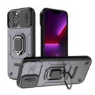 For iPhone 13 Pro Max Sliding Camshield TPU + PC Shockproof Phone Case with Holder(Purple) - 1