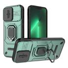 For iPhone 13 Pro Sliding Camshield TPU + PC Shockproof Phone Case with Holder(Green) - 1