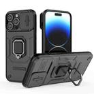 For iPhone 14 Pro Max Sliding Camshield TPU + PC Shockproof Phone Case with Holder(Black) - 1