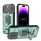 For iPhone 15 Pro Sliding Camshield TPU + PC Shockproof Phone Case with Holder(Green) - 1