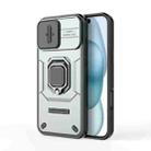 For iPhone 16 Plus Sliding Camshield TPU + PC Shockproof Phone Case with Holder(Grey) - 1