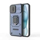 For iPhone 16 Plus Sliding Camshield TPU + PC Shockproof Phone Case with Holder(Blue) - 1