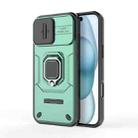 For iPhone 16 Plus Sliding Camshield TPU + PC Shockproof Phone Case with Holder(Green) - 1