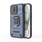 For iPhone 16 Sliding Camshield TPU + PC Shockproof Phone Case with Holder(Blue) - 1