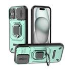 For iPhone 17 Sliding Camshield TPU + PC Shockproof Phone Case with Holder(Green) - 1
