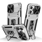 For iPhone 14 Pro Camshield Robot TPU Hybrid PC Phone Case(Silver) - 1