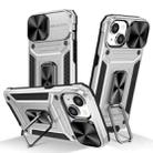 For iPhone 15 Camshield Robot TPU Hybrid PC Phone Case(Silver) - 1