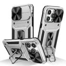 For iPhone 15 Pro Camshield Robot TPU Hybrid PC Phone Case(Silver) - 1