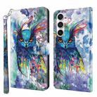 For Samsung Galaxy S23 FE 5G 3D Painting Pattern Flip Leather Phone Case(Watercolor Owl) - 1