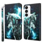 For Samsung Galaxy S24 5G 3D Painting Pattern Flip Leather Phone Case(Wolf) - 1