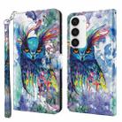 For Samsung Galaxy S24 5G 3D Painting Pattern Flip Leather Phone Case(Watercolor Owl) - 1
