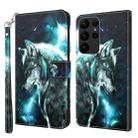 For Samsung Galaxy S24 Ultra 5G 3D Painting Pattern Flip Leather Phone Case(Wolf) - 1