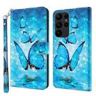 For Samsung Galaxy S24 Ultra 5G 3D Painting Pattern Flip Leather Phone Case(Three Butterflies) - 1