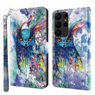 For Samsung Galaxy S24 Ultra 5G 3D Painting Pattern Flip Leather Phone Case(Watercolor Owl) - 1