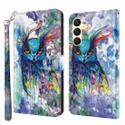For Samsung Galaxy A25 5G 3D Painting Pattern Flip Leather Phone Case(Watercolor Owl) - 1