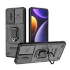 For Xiaomi Redmi Note 12 Turbo 5G Sliding Camshield TPU + PC Shockproof Phone Case with Holder(Black) - 1
