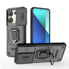 For Xiaomi Redmi Note 13 4G Global Sliding Camshield TPU + PC Shockproof Phone Case with Holder(Black) - 1