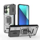 For Xiaomi Redmi Note 13 4G Global Sliding Camshield TPU + PC Shockproof Phone Case with Holder(Grey) - 1