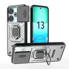 For Xiaomi Redmi 13 4G Global Sliding Camshield TPU + PC Shockproof Phone Case with Holder(Grey) - 1
