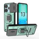 For Xiaomi Redmi 13 4G Global Sliding Camshield TPU + PC Shockproof Phone Case with Holder(Green) - 1