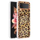 For Samsung Galaxy Z Flip4 Electroplating Marble Dual-side IMD Phone Case(Leopard Print) - 1