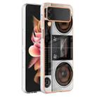 For Samsung Galaxy Z Flip4 Electroplating Marble Dual-side IMD Phone Case(Retro Radio) - 1