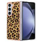 For Samsung Galaxy Z Fold5 Electroplating Marble Dual-side IMD Phone Case(Leopard Print) - 1