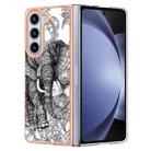 For Samsung Galaxy Z Fold5 Electroplating Marble Dual-side IMD Phone Case(Totem Elephant) - 1