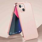 For iPhone 13 mini SULADA Luxury 3D Carbon Fiber Textured Metal + TPU Frame Phone Case(Pink) - 1