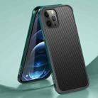 For iPhone 13 Pro SULADA Luxury 3D Carbon Fiber Textured Metal + TPU Frame Phone Case(Dark Green) - 1