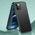 For iPhone 13 Pro Max SULADA Luxury 3D Carbon Fiber Textured Metal + TPU Frame Phone Case(Dark Green) - 1