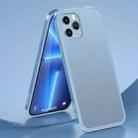 For iPhone 13 Pro Max SULADA Luxury 3D Carbon Fiber Textured Metal + TPU Frame Phone Case(Sierra Blue) - 1