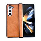 For Samsung Galaxy Z Fold5 Crazy Horse Texture Three-stage Leather Phone Case(Brown) - 1