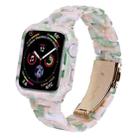 For Apple Watch Series 9 / 8 / 7 41mm Printed Resin PC Watch Band Case Kit(Pink Flower) - 1