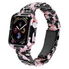 For Apple Watch Series 9 / 8 / 7 45mm Printed Resin PC Watch Band Case Kit(Pink Green) - 1