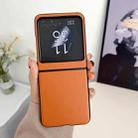 For Motorola Razr 50 Solid Color Leather Texture Phone Case(Orange) - 2