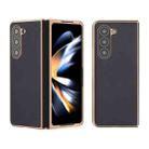 For Samsung Galaxy Z Fold5 Nano Electroplating Haze Texture PU Phone Case(Black) - 1