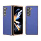 For Samsung Galaxy Z Fold5 Nano Electroplating Haze Texture PU Phone Case(Dark Blue) - 1